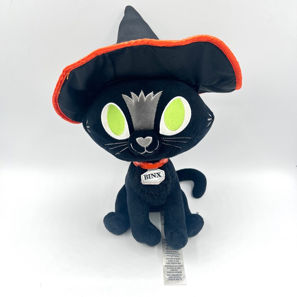 Disney Parks Halloween Binx Black‎ Cat Plush Witch Hat Hocus Pocus Stuffed